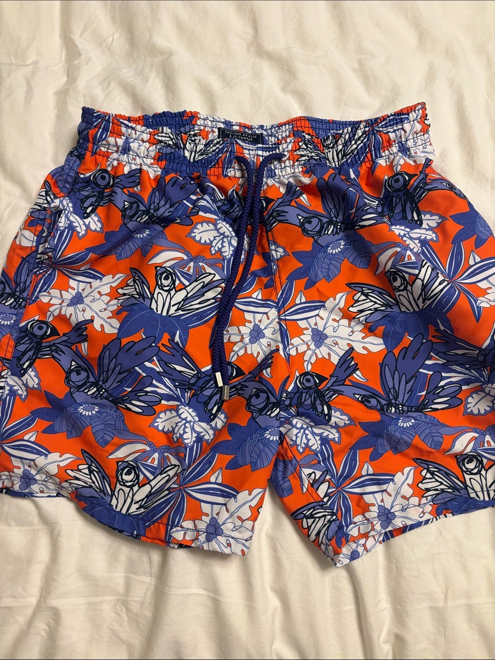 Vilebrequin Orange and Blue Tropical Bird Swim Shorts - Picture 2 of 3